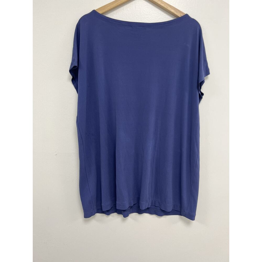 EILEEN FISHER Women Interlock Scoop Neck Sleep Tee Silk Navy Small A001922 - Picture 5 of 7